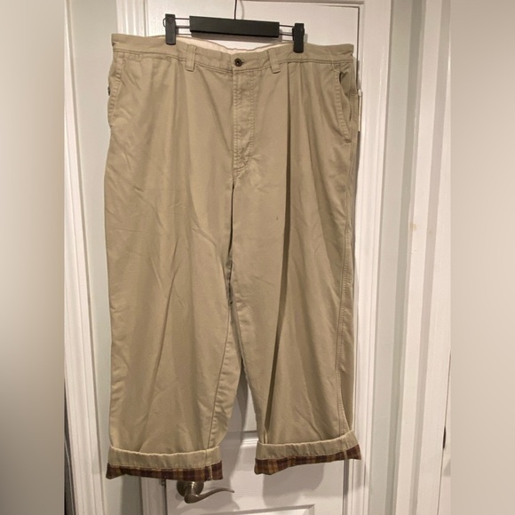 L.L. Bean Other - L.L. Bean Mens Size 32X30 Cotton Khaki Flannel Lined Chino Pants Zip Pocket